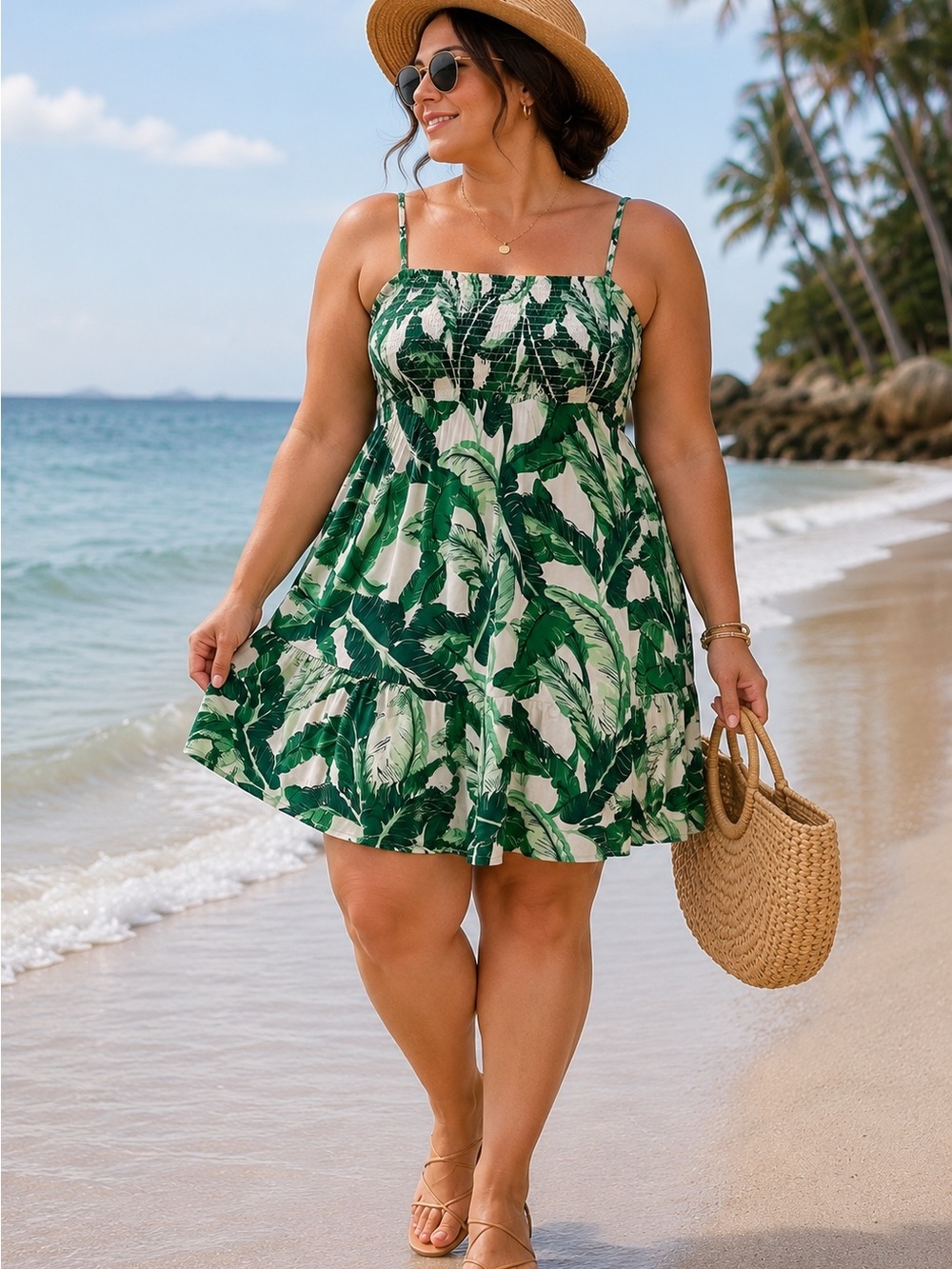 Old Navy Tropical Palm Print Lined Sundress XL Beach Vacation Dress